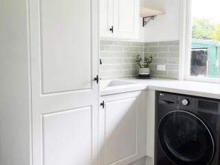 Combining a kitchen and laundry space can be a practical solution for smaller homes or apartments.