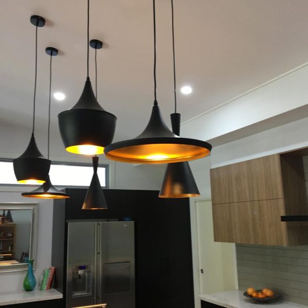 Dress up your kitchen with some stylish pendant lighting. Kitchen built. Designed by Gecko Kitchens, for kitchen, bathroom, and laundry renovations.