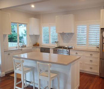 White kitchen designed and installed by expert kitchen builder Gecko Kitchens in Brisbane.