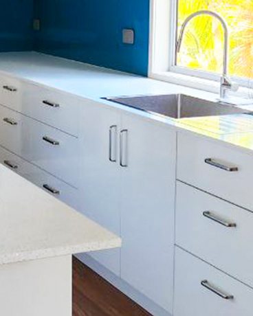 Gecko Kitchens use LED lighting, cabinet handles from Allegra Hardware located at Geebung, Brisbane.